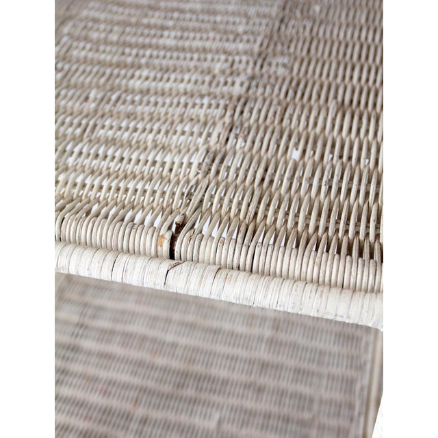 Mid 20th Century Vintage White Wicker Etagere Shelf With Drawer For Sale - Image 5 of 17