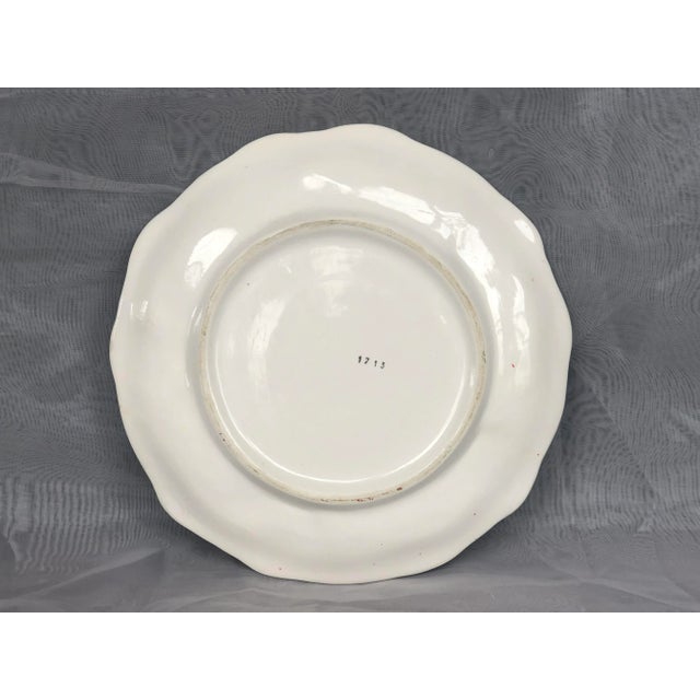 Dark Pink Vintage Decorative Majolica Pottery Plate For Sale - Image 8 of 13