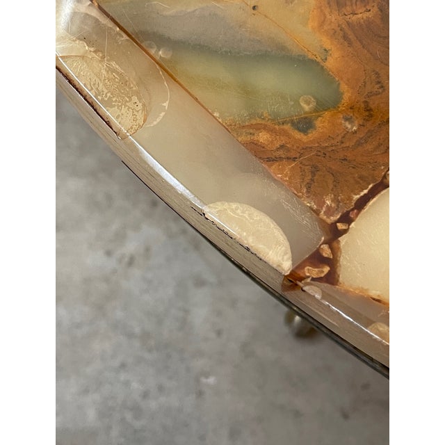 Mid-Century Italian Large Onyx and Brass Coffee Table For Sale - Image 12 of 12