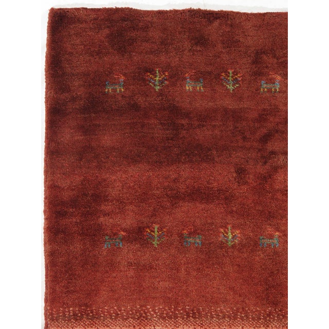 Contemporary 1980s Hand-Knotted Persian Gabbeh Wool Rug 5'9" X 8'0" For Sale - Image 3 of 5