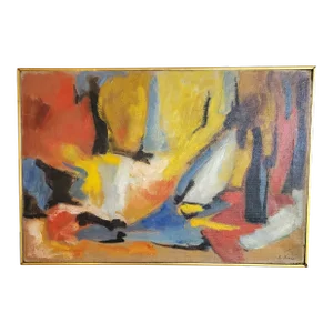 Original Mid Century Modern Art Abstract Non Figural Signed Painting