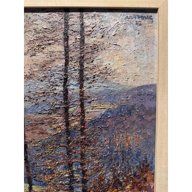 Arno Haag, Autumnal Low Mountain Landscape with Trees, Oil Painting on Canvas For Sale - Image 7 of 13
