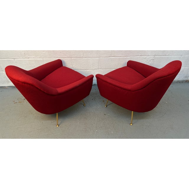Pair of Mid-Century Style Burgundy Lounge Chairs For Sale - Image 9 of 12