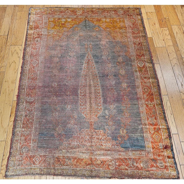 Late 19th Century 19th Century Turkish Oushak Rug, Tree of Life Design, Aqua Blue, 7' x 10' For Sale - Image 5 of 13