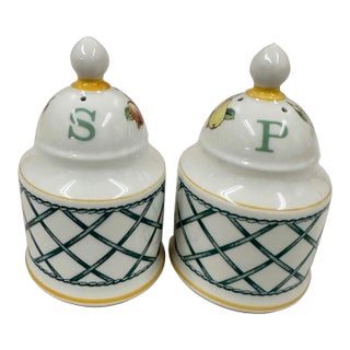 Vintage Villeroy & Boch "Basket" Pattern Salt and Pepper Shaker Set For Sale