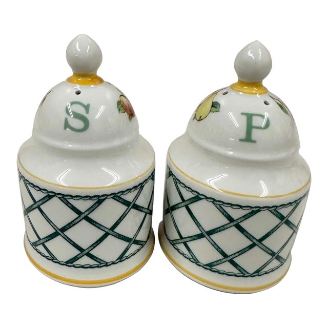 Vintage Villeroy & Boch "Basket" Pattern Salt and Pepper Shaker Set For Sale