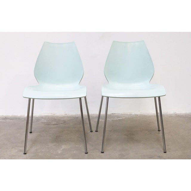 Set of Model Maui Light Blue Chairs by Vico Magistretti for Kartell, 1980s For Sale - Image 11 of 11