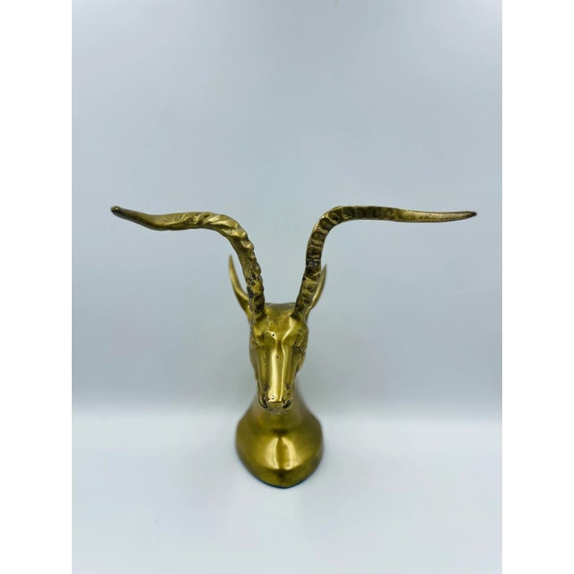 Metal Mid 20th Century Regency Style Brass Gazelle Bookends - a Pair For Sale - Image 7 of 13