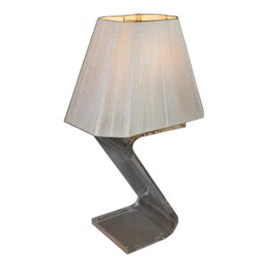 1970s Mid-Century Modern Z Lucite and Chrome Floor Lamp Plissé Shade