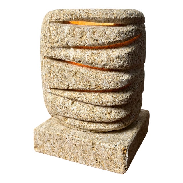 Limestone Table Lamp in the style of Gerard Esnault, 1960-1970s For Sale