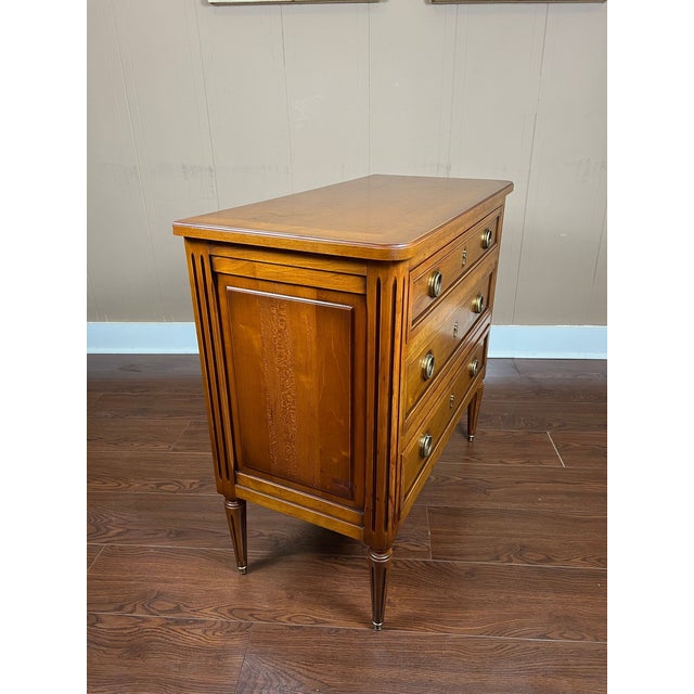 Antique French Commode Chest of Drawers Louis XVI Walnut Brass C1940 For Sale In Dallas - Image 6 of 18