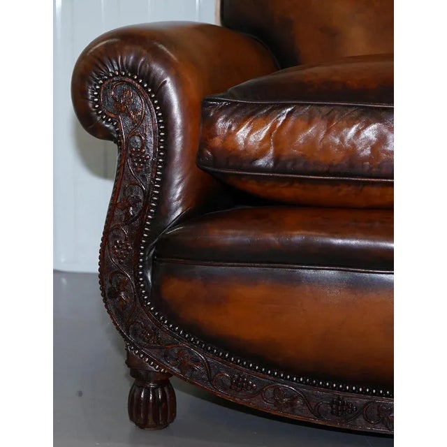 Brown Leather Two Seat Sofa For Sale - Image 11 of 18