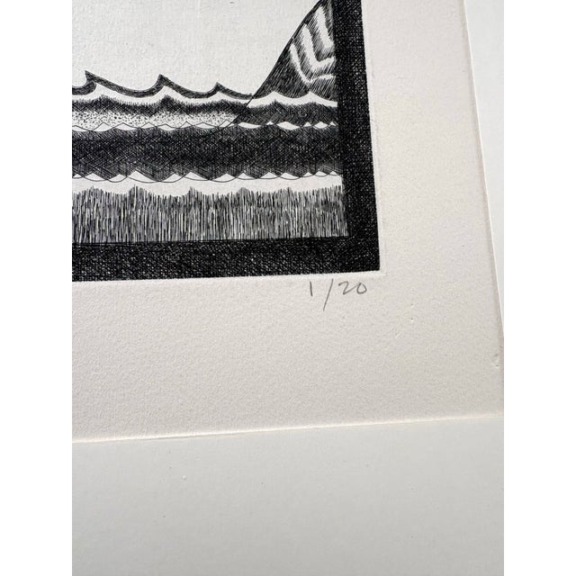 Abstract Ray Kerry Linocut Print Titled "Skye Boat" From 1985. For Sale - Image 3 of 3