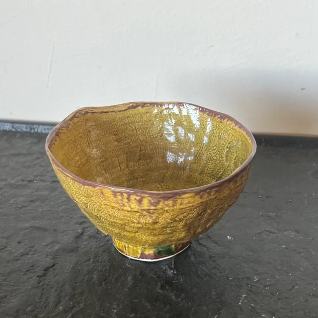 Green Mid-Century Hand Thrown Pottery Trinket Bowls and Dishes in Shades of Green Wtih Leaf Designs, Signed, a Set of Five (5) For Sale - Image 8 of 13