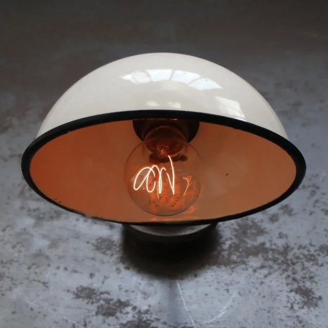 1950s Vintage Industrial White Enamel & Cast Iron Factory Sconces For Sale - Image 5 of 7