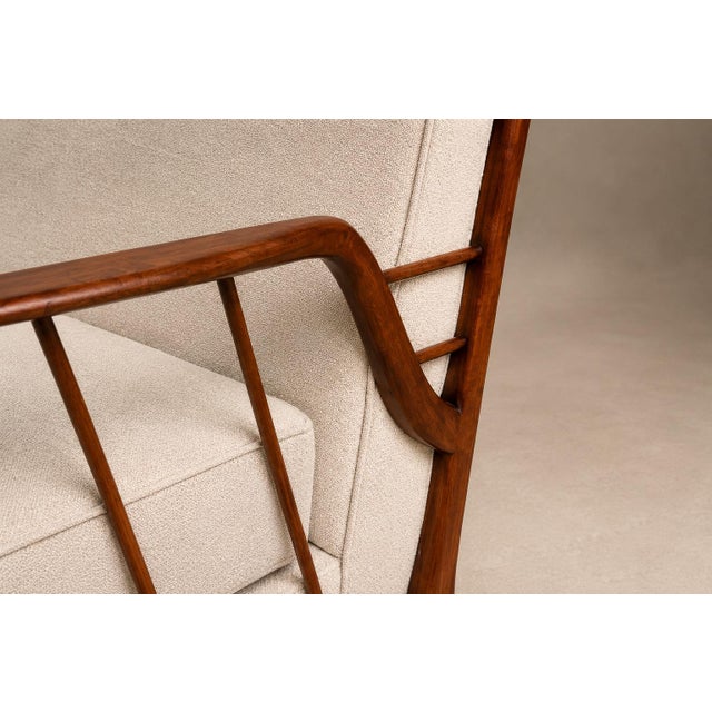 Mid-Century Brazilian Armchairs by Rino Levi, Hardwood & Bouclé, 1960s For Sale In New York - Image 6 of 18