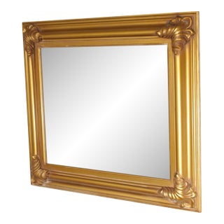 Vintage Carved Giltwood Beveled Wall Mirror For Sale