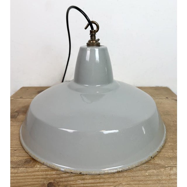 Industrial Grey Enamel Pendant Lamp from Thorlux, 1960s For Sale - Image 14 of 18