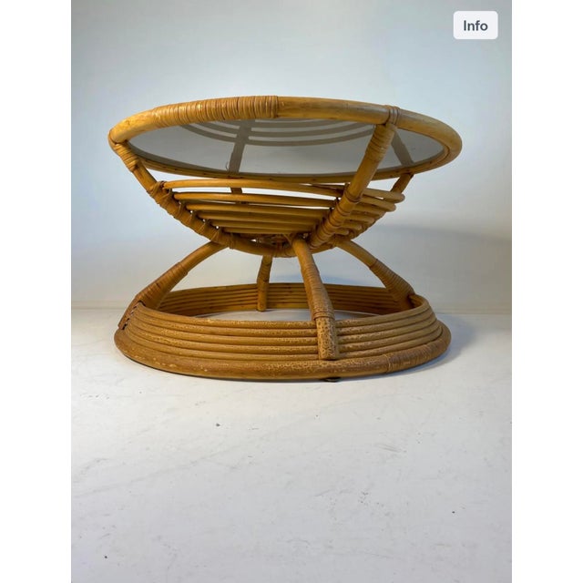 Rattan Bamboo Swirl Coffee Table, 1980s For Sale - Image 6 of 6