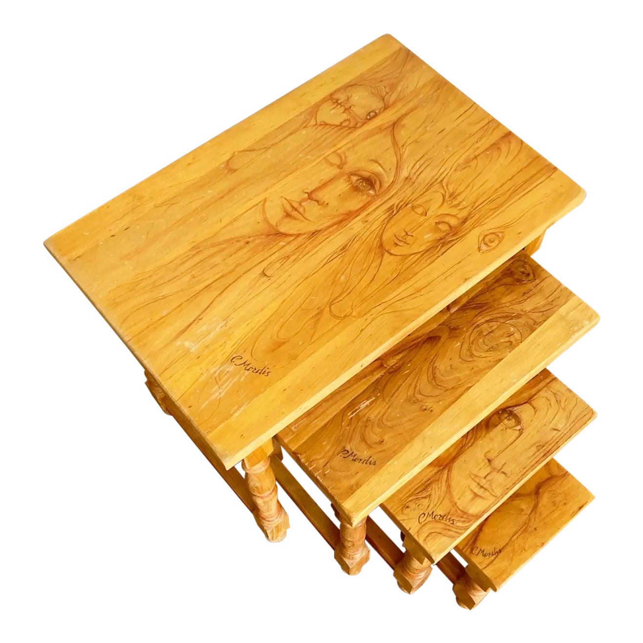 Vintage Wooden Hand Drawn Female Body Form Nesting Tables - Set of 4 ...