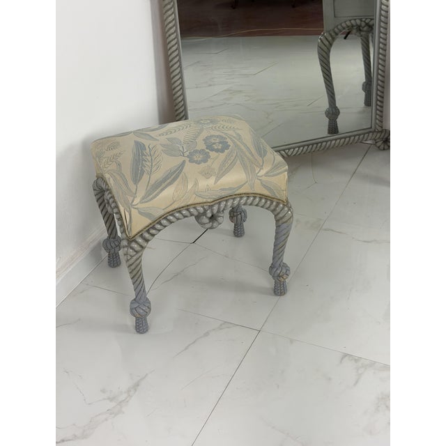 French Country Style Pouf with Rope Details, 1970 For Sale - Image 12 of 14