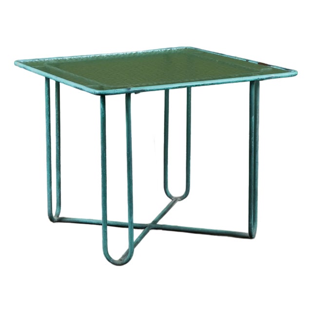 Walter Lamb Verdigris Square Bronze Patio Dining Table for Brown Jordan For Sale