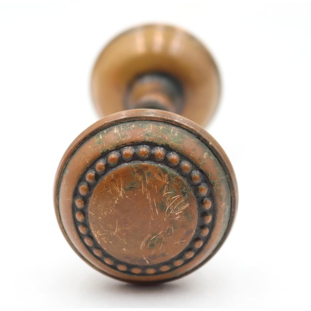 Pair of Antique Beaded 2.25 In. Passage Door Knobs For Sale - Image 4 of 6