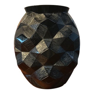 Mid 20th Century Lalique Tortue Black Vase For Sale