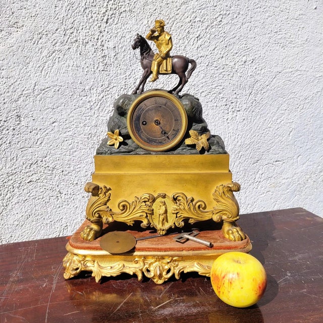 Double-Patinated Bronze Clock with Napoleon on Horseback, 19th Century For Sale - Image 17 of 17