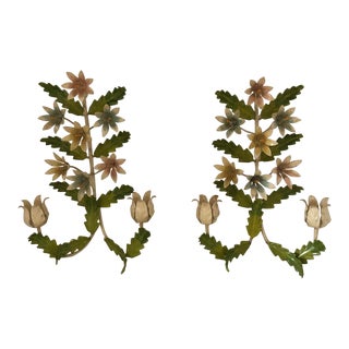 Vintage Italian Toile Candle Sconces- a Pair For Sale