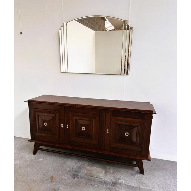 Vintage Art Deco Style Stepped Bevelled Mirror with Brass Trim, 1980s For Sale - Image 3 of 8