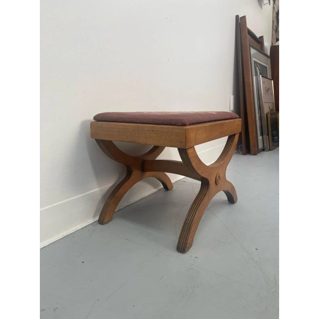 Traditional 1970s Vintage Needlepoint Embroidery Footstool With Floral Motif For Sale - Image 3 of 10