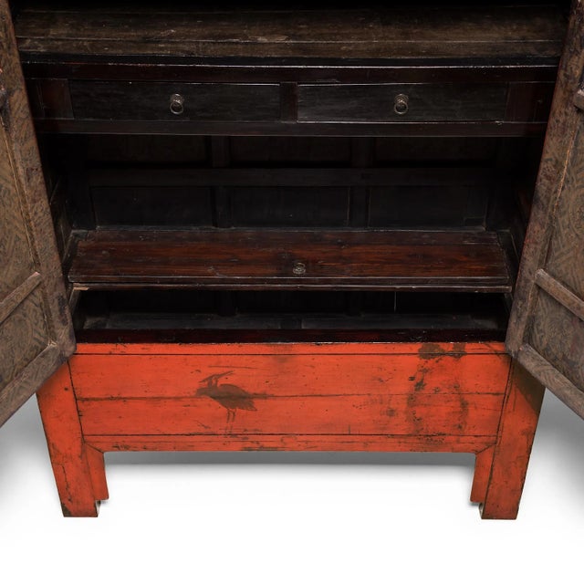 This pair of early 19th century red lacquer cabinets is an extraordinary find. When placed beside each other, what remains...