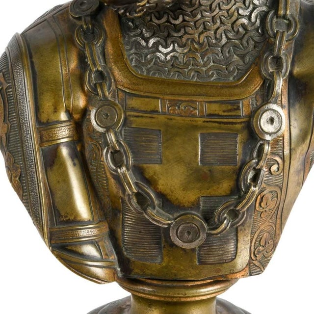Bronze French Bronze Medieval Crusader Bust After Émile Guillemin For Sale - Image 8 of 9