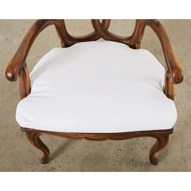 Wood Set of Four Italian Rococo Style Venetian Walnut Armchairs For Sale - Image 7 of 13