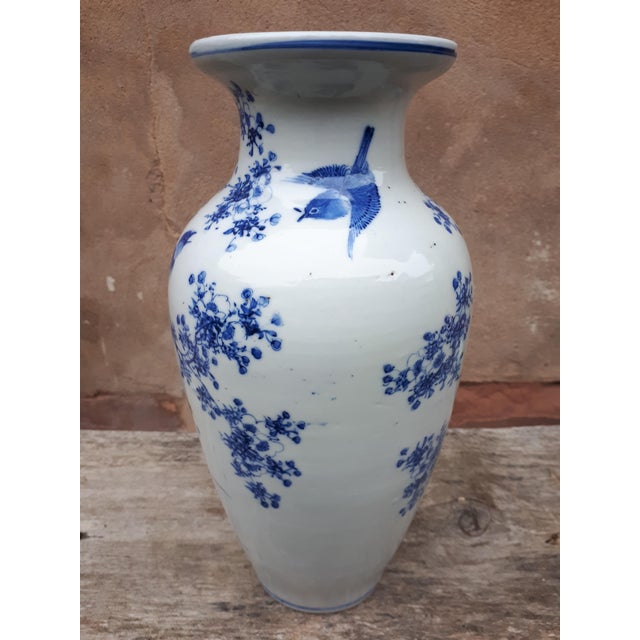 Japanese Blue and White Porcelain Vase, Japan For Sale - Image 9 of 14
