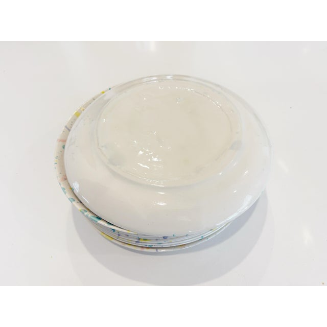 White Multi-Color Splatter Glaze Dinner Plates - Set of 9 For Sale - Image 8 of 8