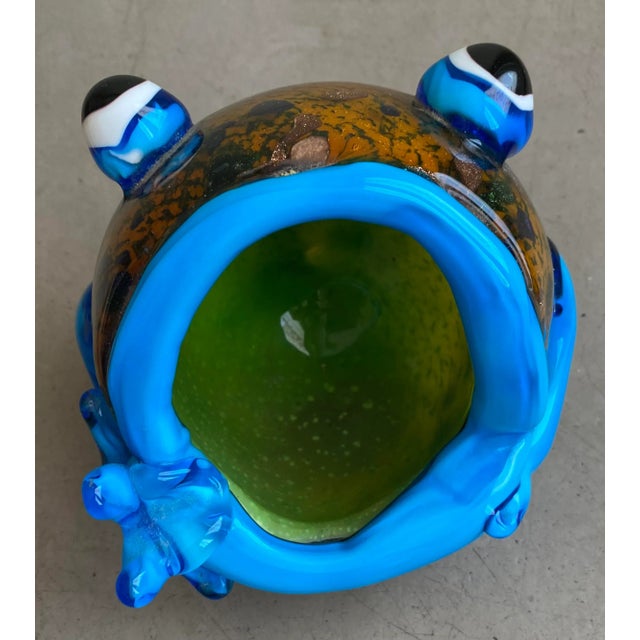 Italian Vintage Italian Murano Glass Frog Dish With Gold Flecks For Sale - Image 3 of 8