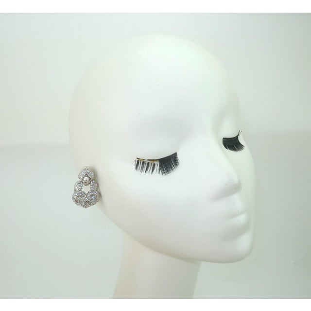 Swarovski Crystal Rhinestone & Pearl Door Knocker Earrings For Sale - Image 9 of 9