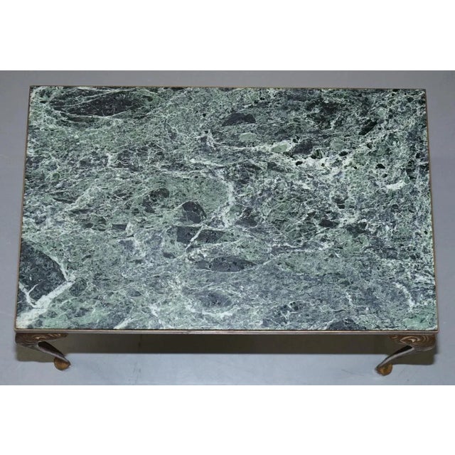 Green Marble Top Side Tables with Bronzed Frames, Set of 2 For Sale - Image 4 of 18