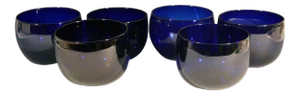 Set of Six Georgian Blue Glass Finger Bowls
