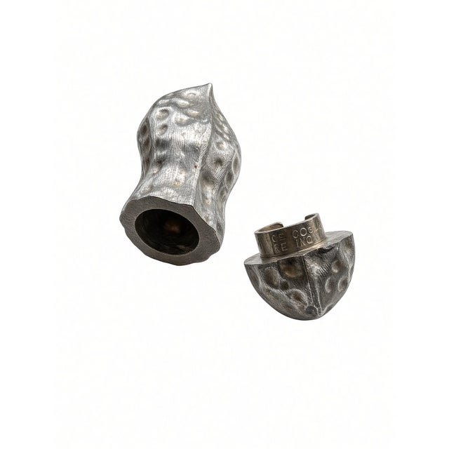 Metal Vintage Mexican Sterling Silver Peanut Box, Hammered Texture, Twist-Off Cap, 12.57g, 2" For Sale - Image 7 of 7