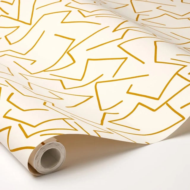 Schumacher Sample - Schumacher X Hadiya Williams Tangent Wallpaper in Ochre For Sale - Image 4 of 4