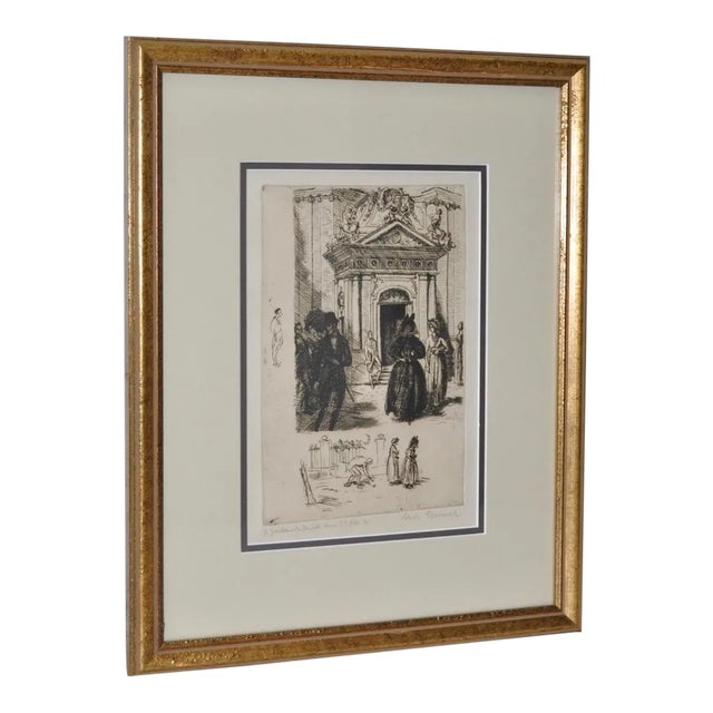 European Drypoint Etching C.1910 For Sale