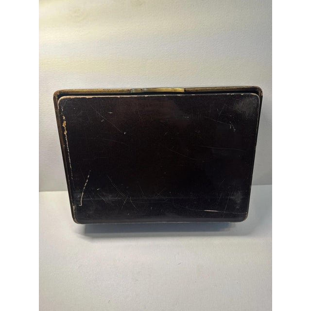 Antique Shikki Japanese Lacquer Box with Makie Crane For Sale - Image 6 of 13