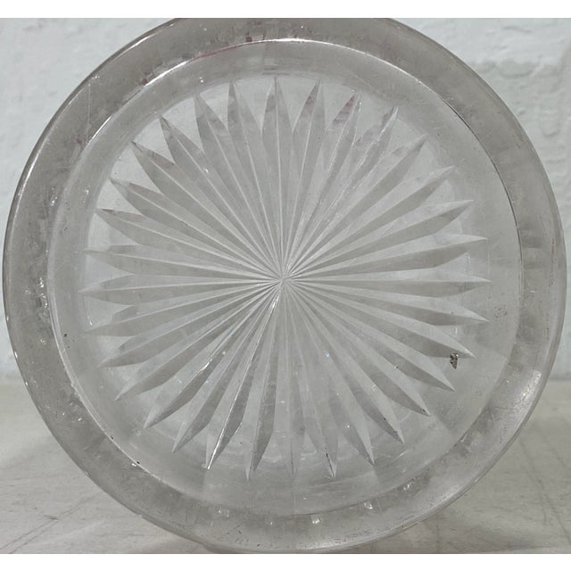 Transparent Antique Hand Cut Crystal Vase With Floral & Grape Motif C.1920 For Sale - Image 8 of 11