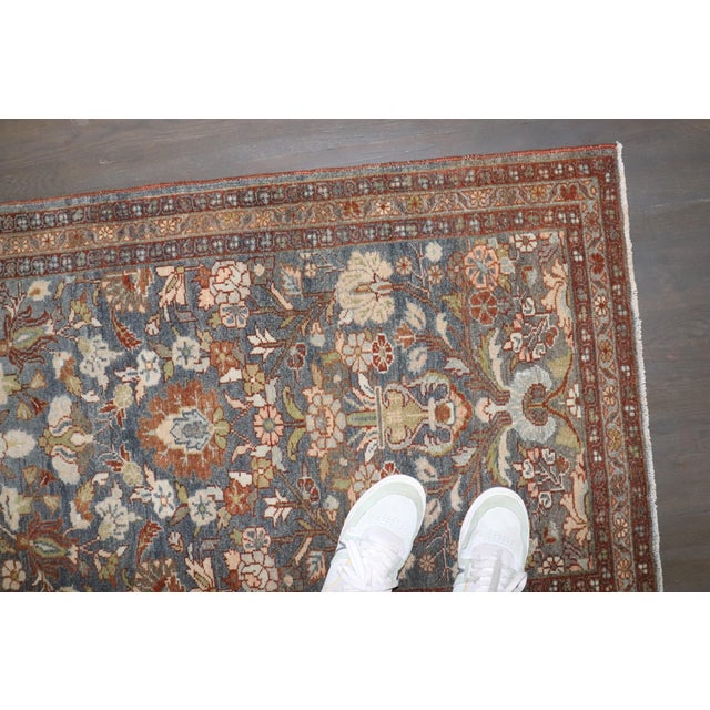 Peach Long Floral Persian Malayer Runner rug no.j4493 For Sale - Image 8 of 9