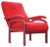 Red Fabric and Wood Reclining Lounge Chair, 1970s For Sale