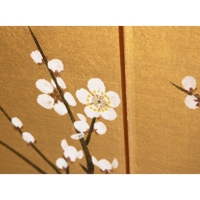 "Sakura", C. 1960s Showa Era Japanese Painted Byobu Screen For Sale - Image 11 of 18
