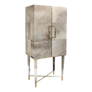 Pasargad Home Safari Steel & Cowhide Bar Cabinet For Sale